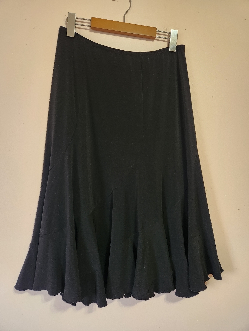 Vintage Joseph Ribkoff Paneled Fit & Flare Black Midi Skirt Size 10 EUC